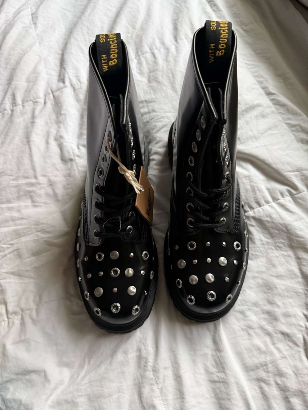 Dr. Martens Black Studded Lace-Up Combat Boots